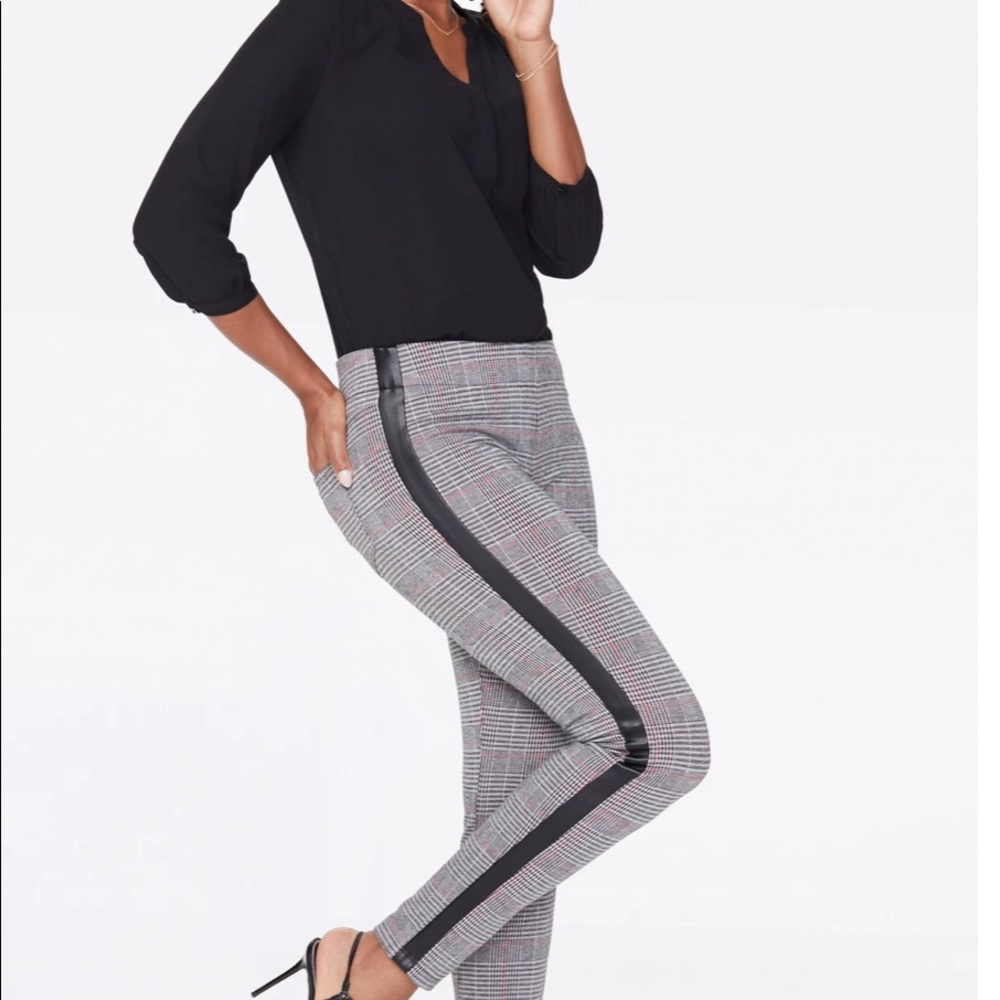 NYDJ SKINNY PULL ON PONTE PANTS PLEATHER PLAID
